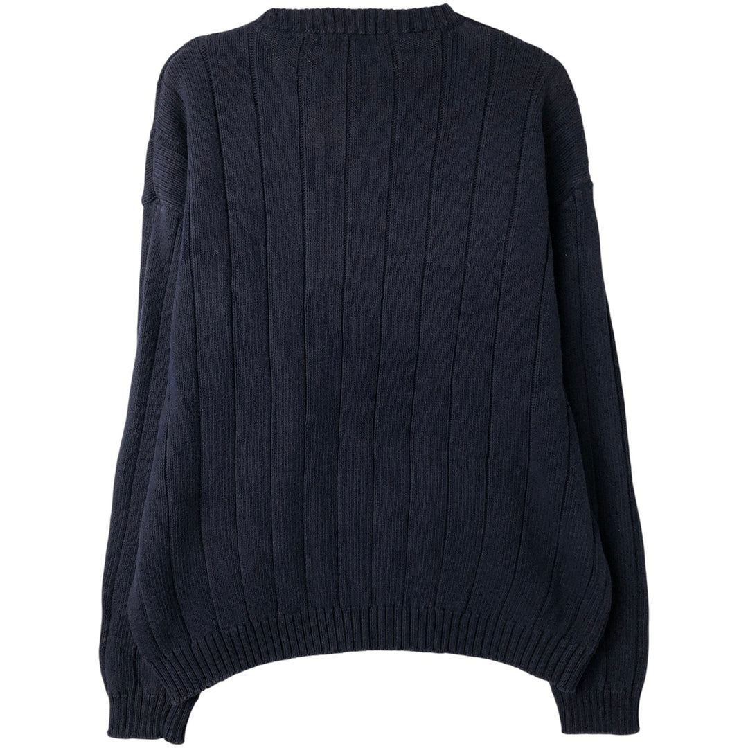 Eddie Bauer V-neck cotton knit sweater, men's size L cotton navy blue type Vintage Second Hand