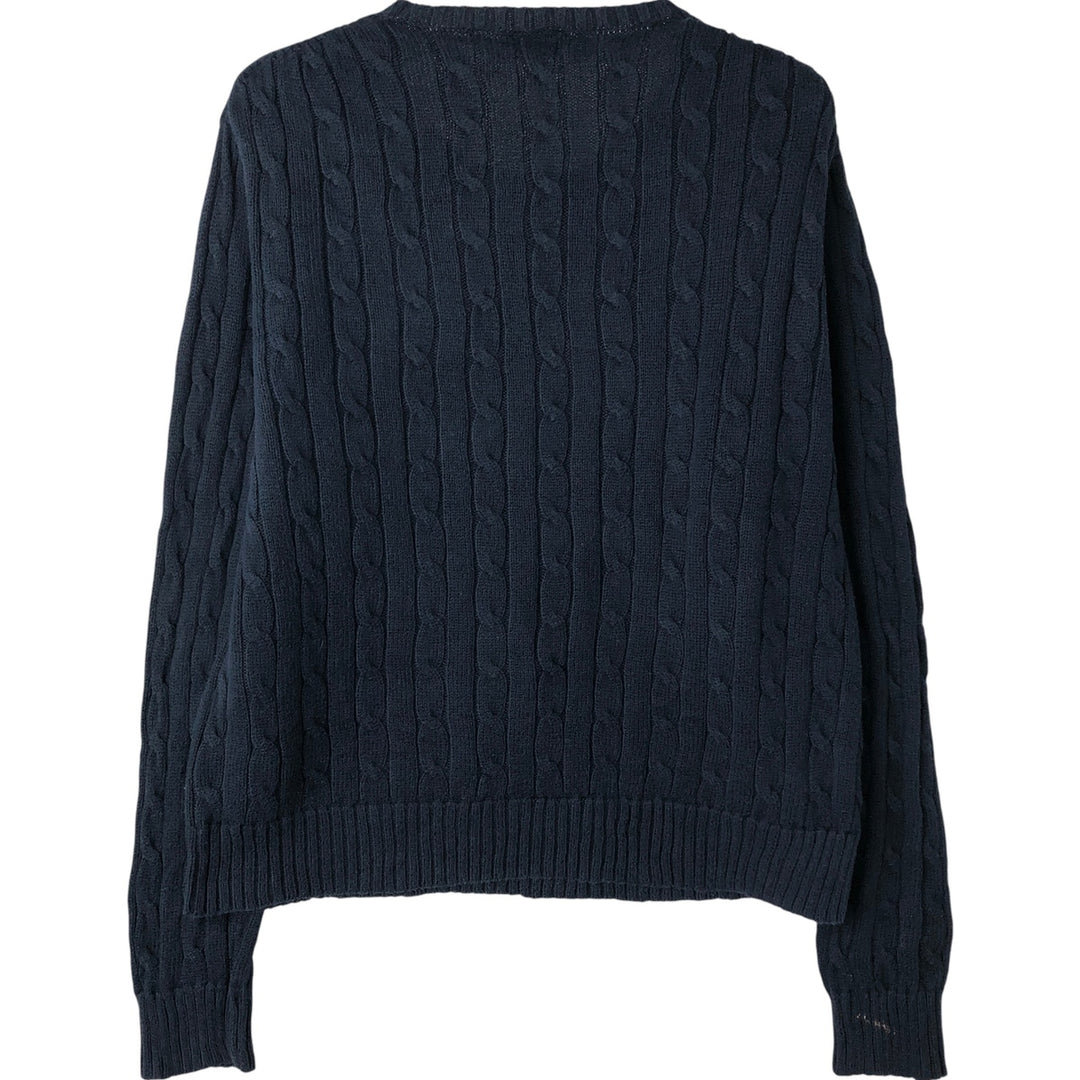 Ralph Lauren POLO RALPH LAUREN Cable knit cotton sweater Men's XL size cotton navy blue type Vintage Second Hand