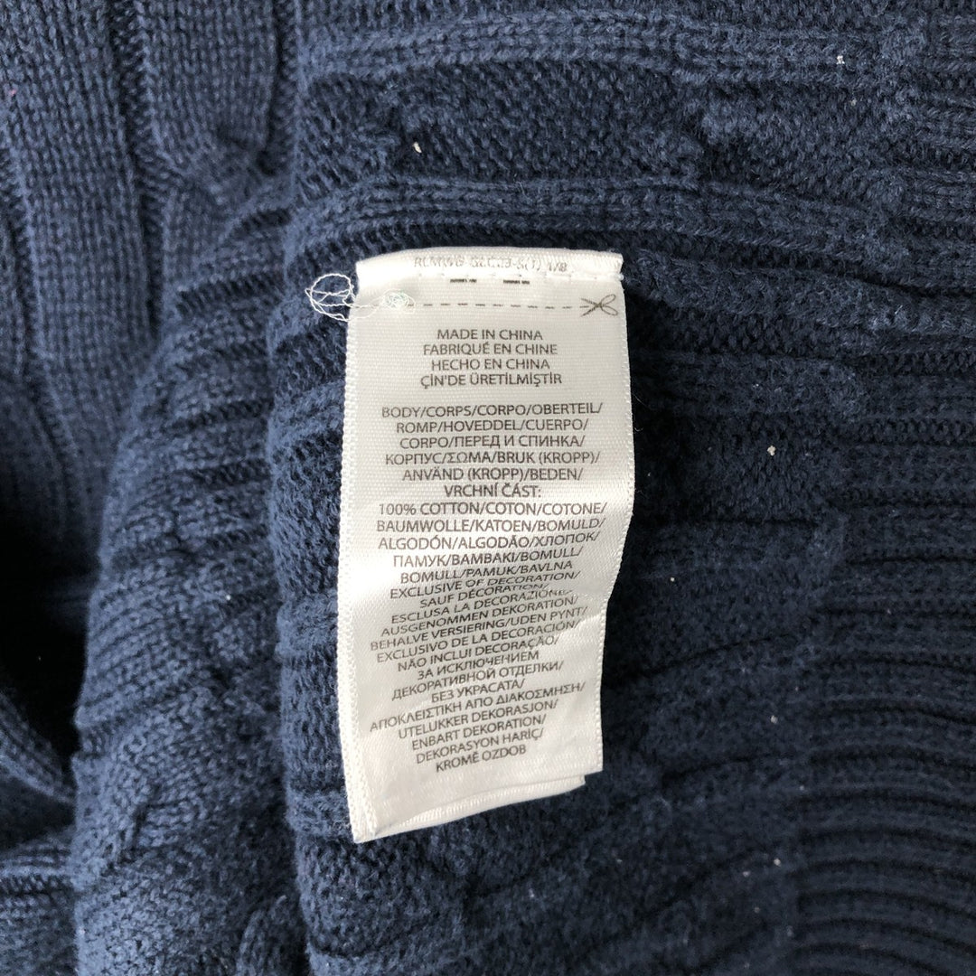 Ralph Lauren POLO RALPH LAUREN Cable knit cotton sweater Men's XL size cotton navy blue type Vintage Second Hand