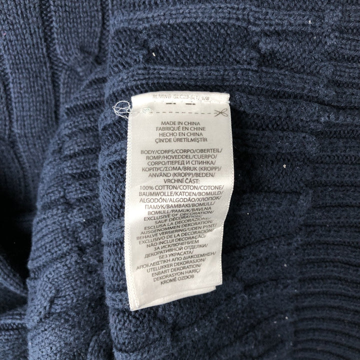 Ralph Lauren POLO RALPH LAUREN Cable knit cotton sweater Men's XL size cotton navy blue type Vintage Second Hand