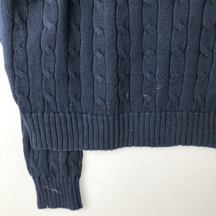 Ralph Lauren POLO RALPH LAUREN Cable knit cotton sweater Men's XL size cotton navy blue type Vintage Second Hand