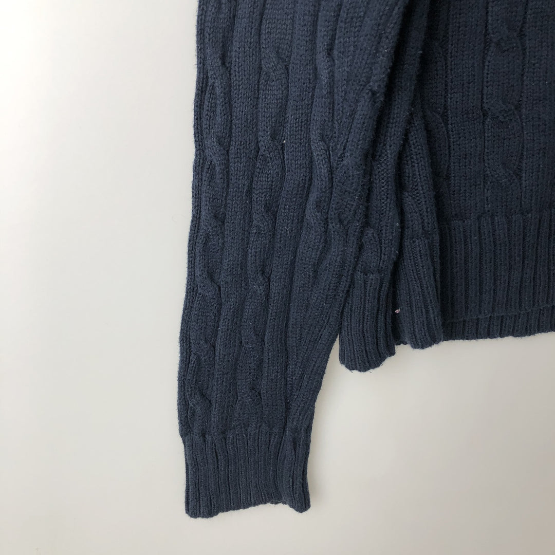 Ralph Lauren POLO RALPH LAUREN Cable knit cotton sweater Men's XL size cotton navy blue type Vintage Second Hand