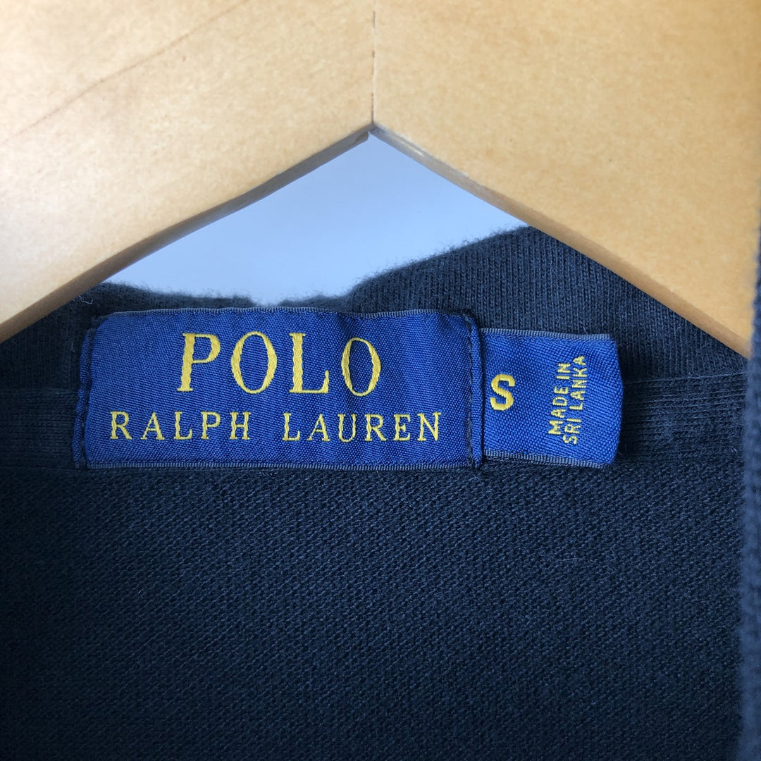 Ralph Lauren POLO RALPH LAUREN hooded long-sleeved polo shirt, men's size S cotton black type Vintage Second Hand