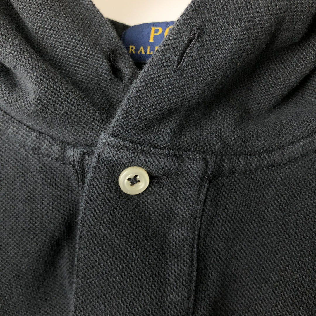 Ralph Lauren POLO RALPH LAUREN hooded long-sleeved polo shirt, men's size S cotton black type Vintage Second Hand