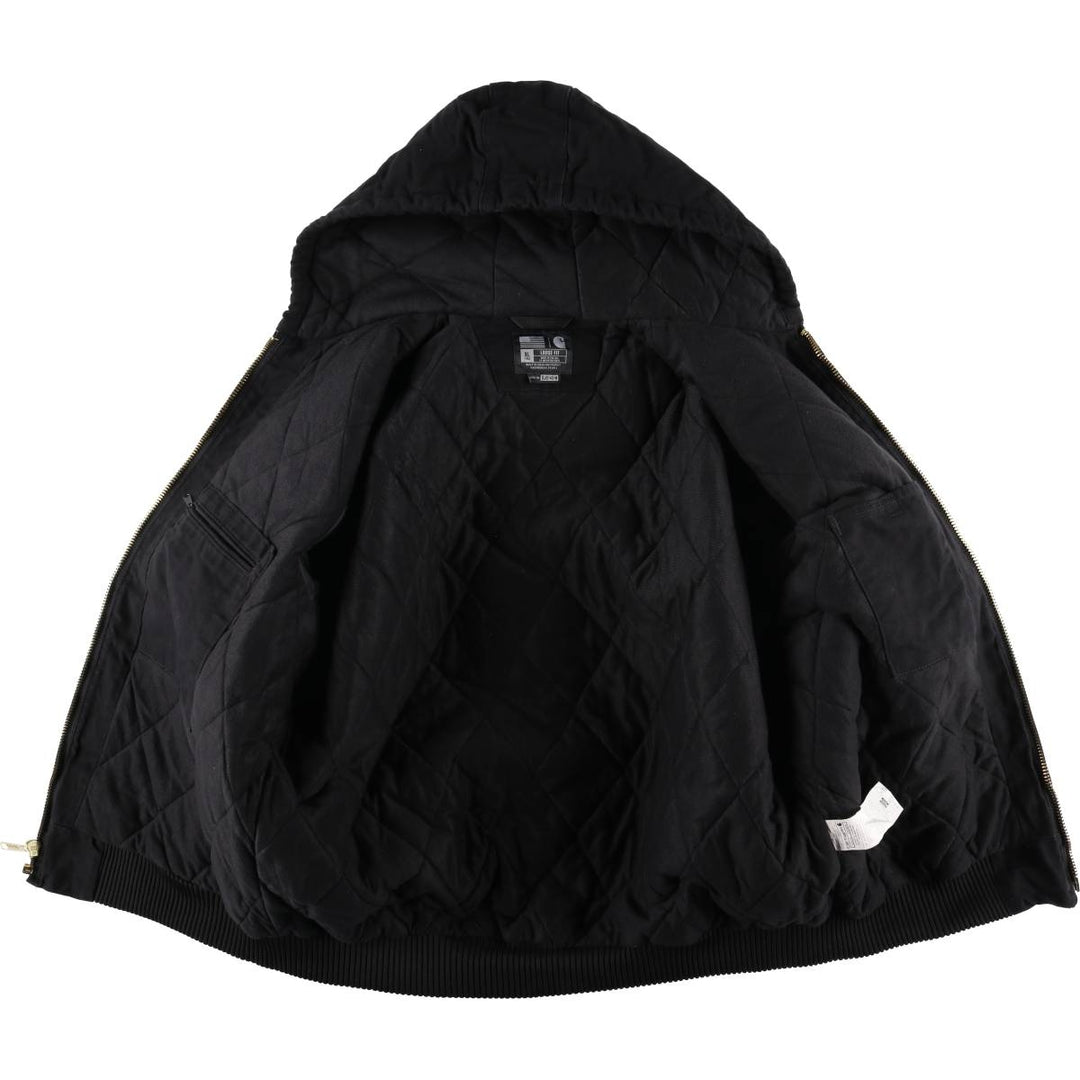 Carhartt Active Jacket, Loose Fit, Padded Duck Full-Zip Hoodie, Made in USA, Men's XL cotton black type Vintage Second Hand