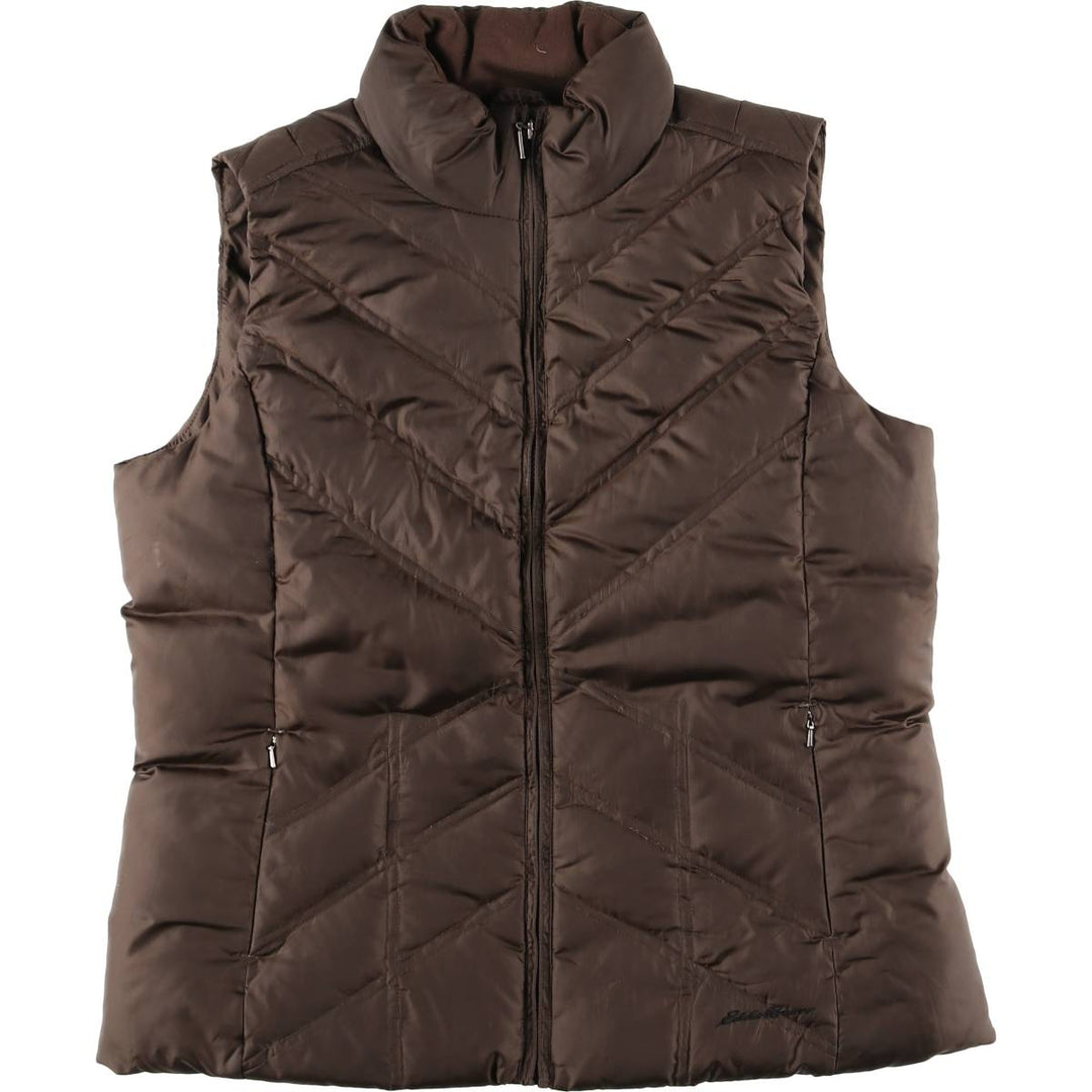 2000'S Eddie Bauer goose down vest, men's size L polyester brown type Vintage Second Hand