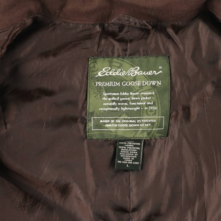 2000'S Eddie Bauer goose down vest, men's size L polyester brown type Vintage Second Hand