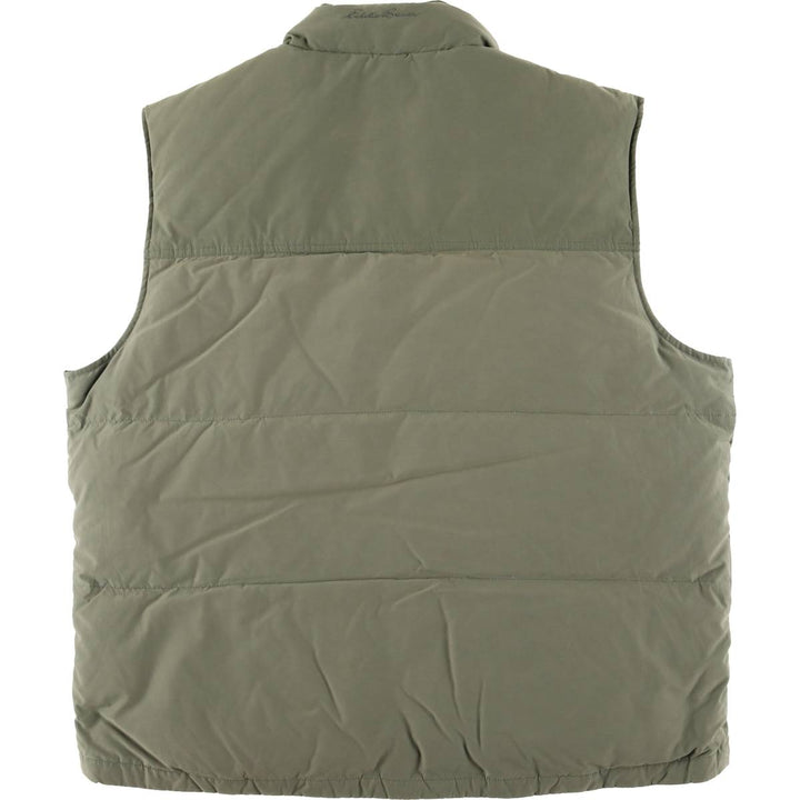 2000'S Eddie Bauer goose down vest, men's size L cotton Khaki type Vintage Second Hand