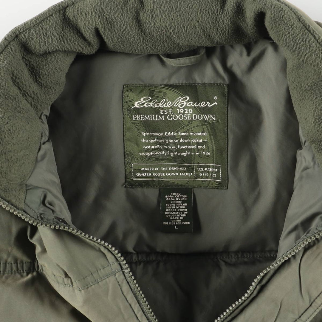 2000'S Eddie Bauer goose down vest, men's size L cotton Khaki type Vintage Second Hand