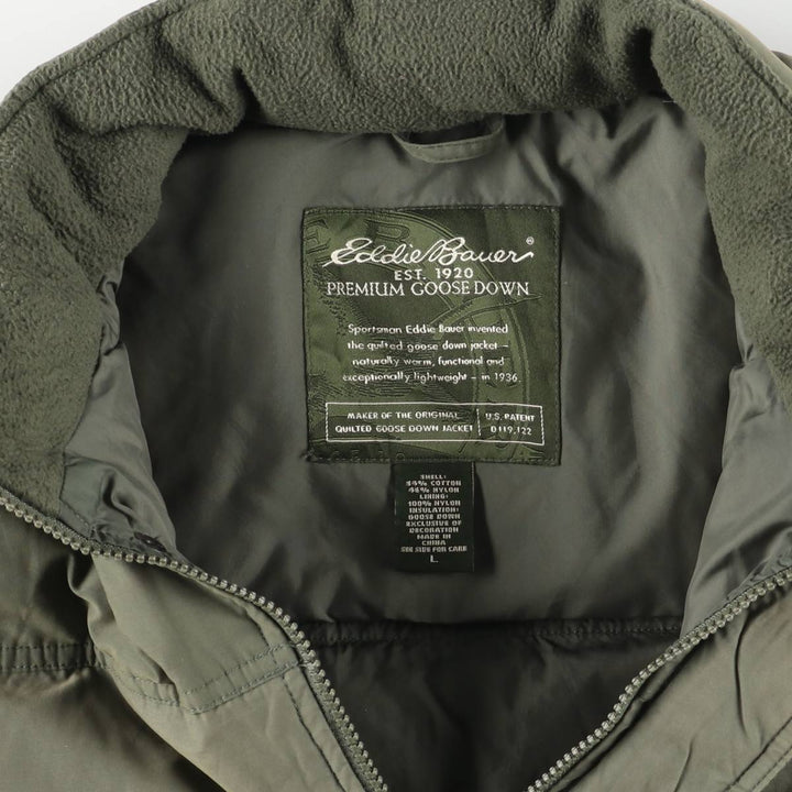 2000'S Eddie Bauer goose down vest, men's size L cotton Khaki type Vintage Second Hand