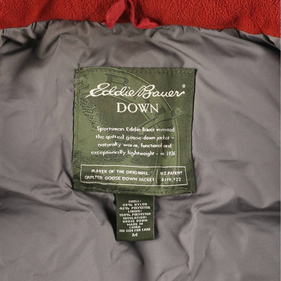 2000'S Eddie Bauer goose down vest, men's size M Nylon red type Vintage Second Hand