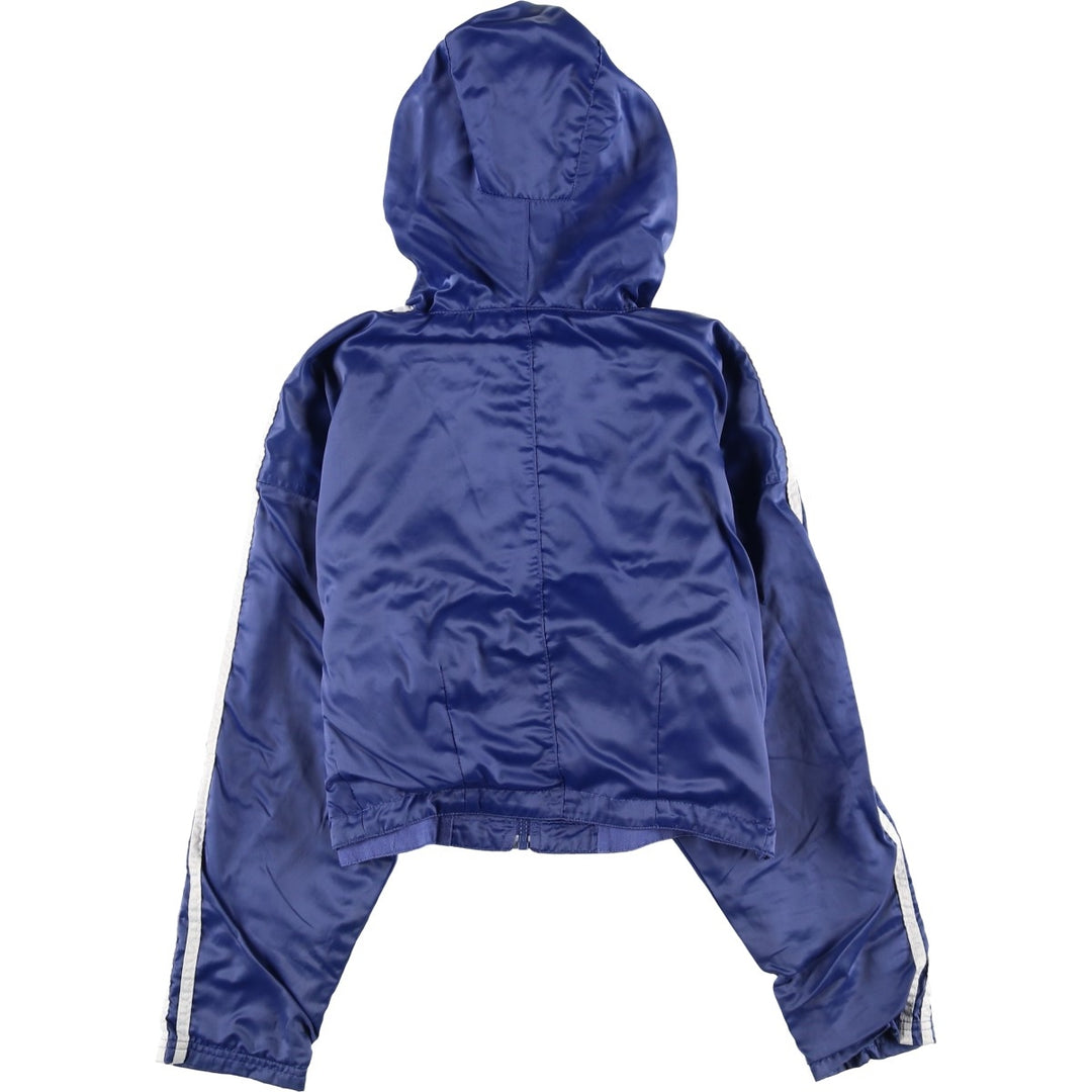 80s-90'S adidas Trefoil logo cropped nylon hoodie, women's size M polyamide blue type Vintage Second Hand