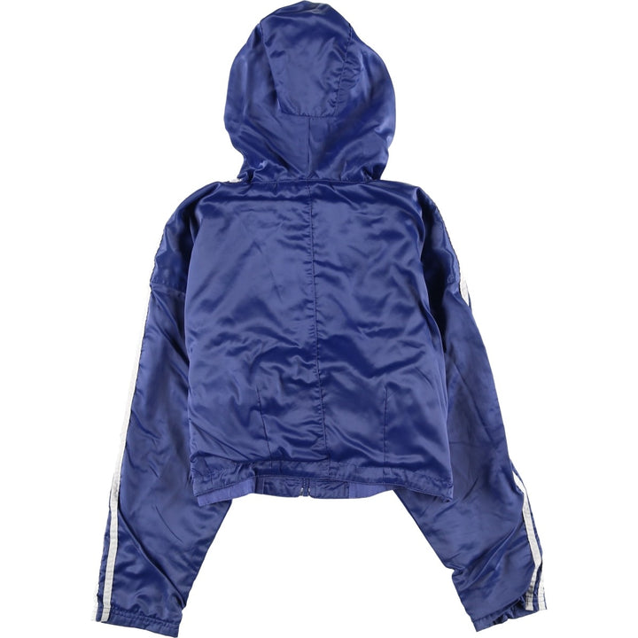 80s-90'S adidas Trefoil logo cropped nylon hoodie, women's size M polyamide blue type Vintage Second Hand