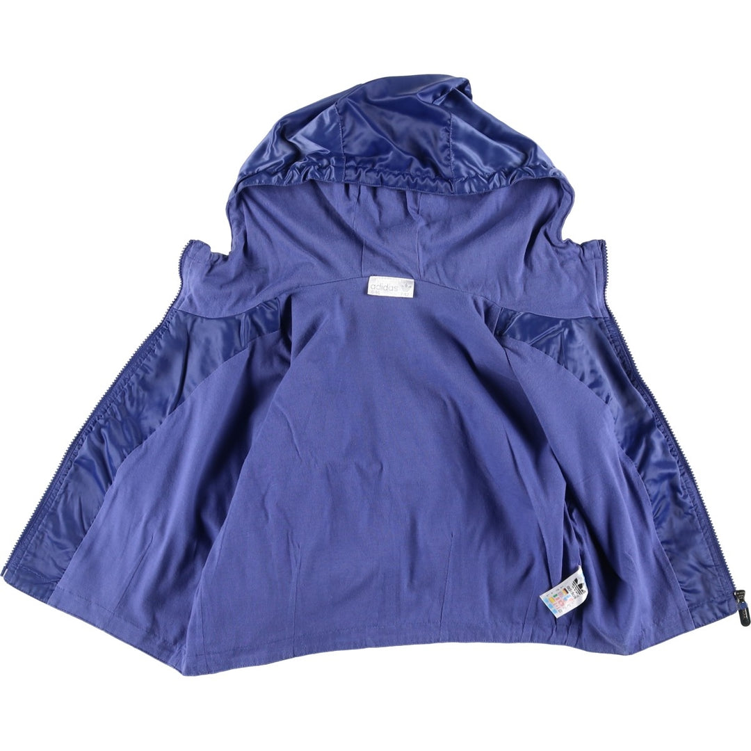 80s-90'S adidas Trefoil logo cropped nylon hoodie, women's size M polyamide blue type Vintage Second Hand