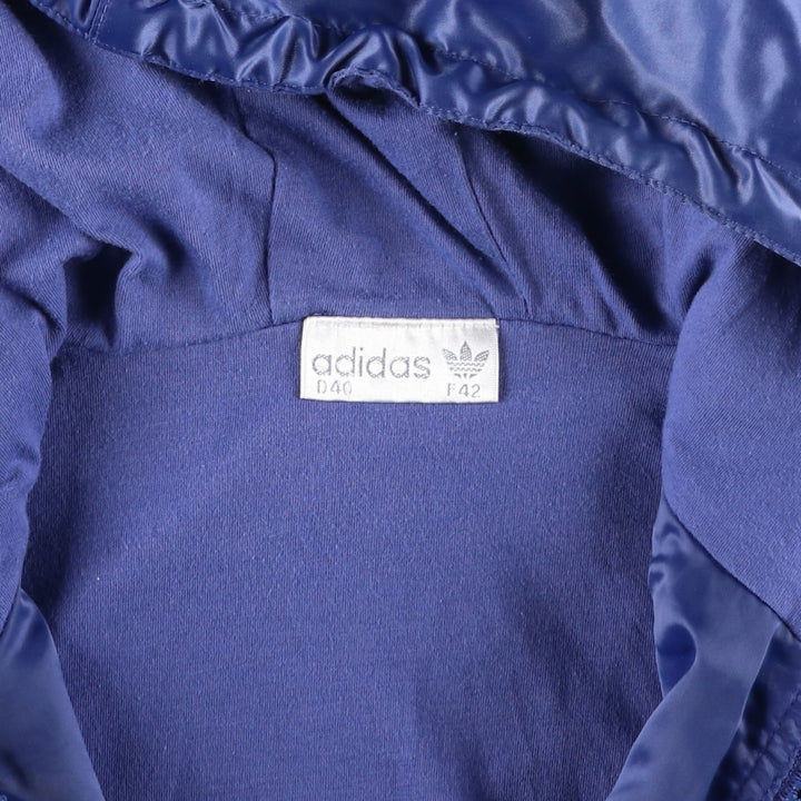 80s-90'S adidas Trefoil logo cropped nylon hoodie, women's size M polyamide blue type Vintage Second Hand
