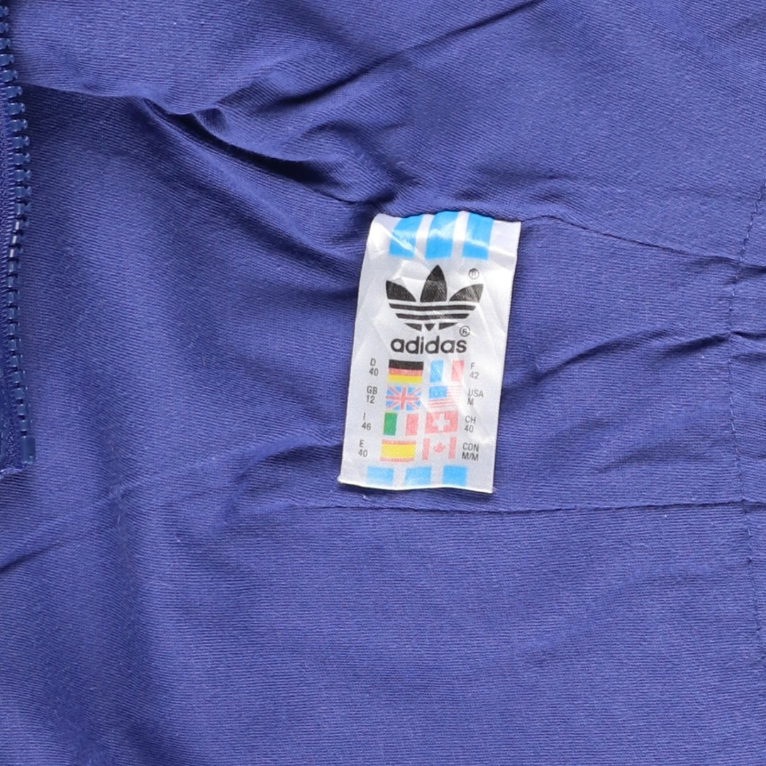 80s-90'S adidas Trefoil logo cropped nylon hoodie, women's size M polyamide blue type Vintage Second Hand