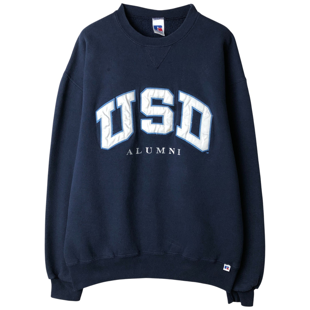 90'S Russell ATHLETIC college sweatshirt, men's size L, vintage cotton navy blue type Vintage Second Hand