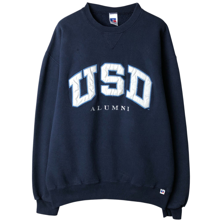 90'S Russell ATHLETIC college sweatshirt, men's size L, vintage cotton navy blue type Vintage Second Hand