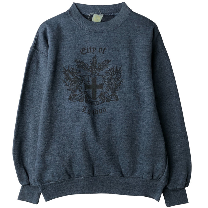 Vintage printed sweatshirt, men's M size unclear navy blue type Vintage Second Hand