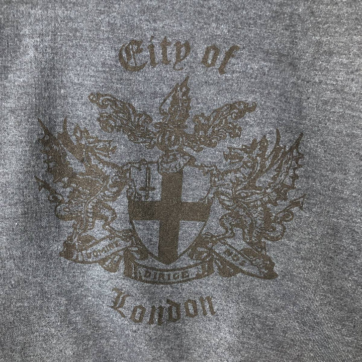 Vintage printed sweatshirt, men's M size unclear navy blue type Vintage Second Hand