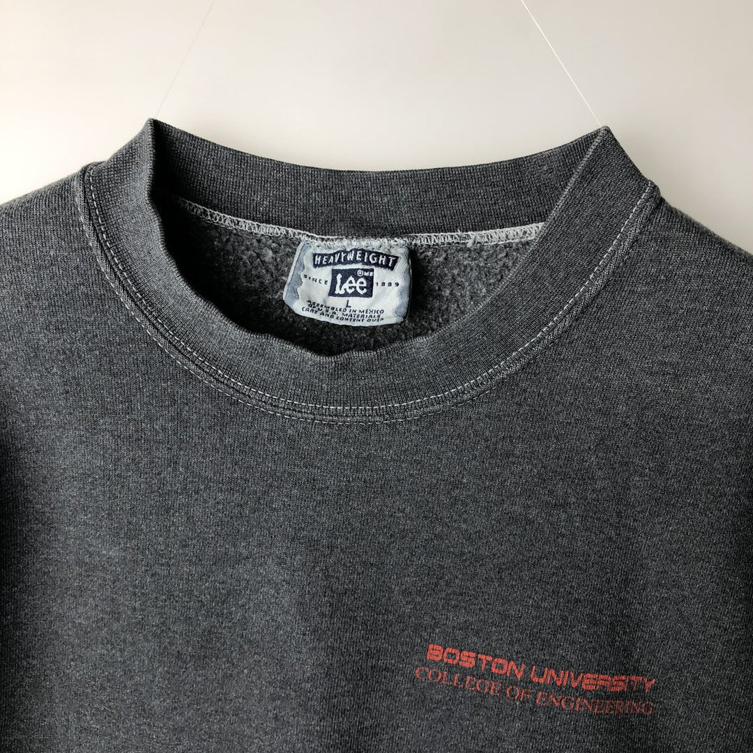Vintage Lee Heavy Weight College Sweatshirt from the 90s-00s, Made in USA, Men's Size L cotton Charcoal Vintage Second Hand