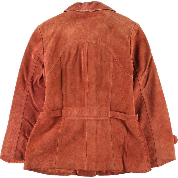 Suede leather jacket, women's size S Genuine suede leather orange type Vintage Second Hand
