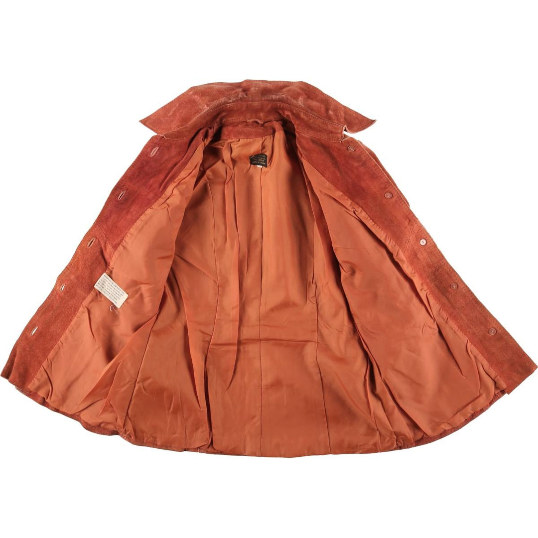 Suede leather jacket, women's size S Genuine suede leather orange type Vintage Second Hand