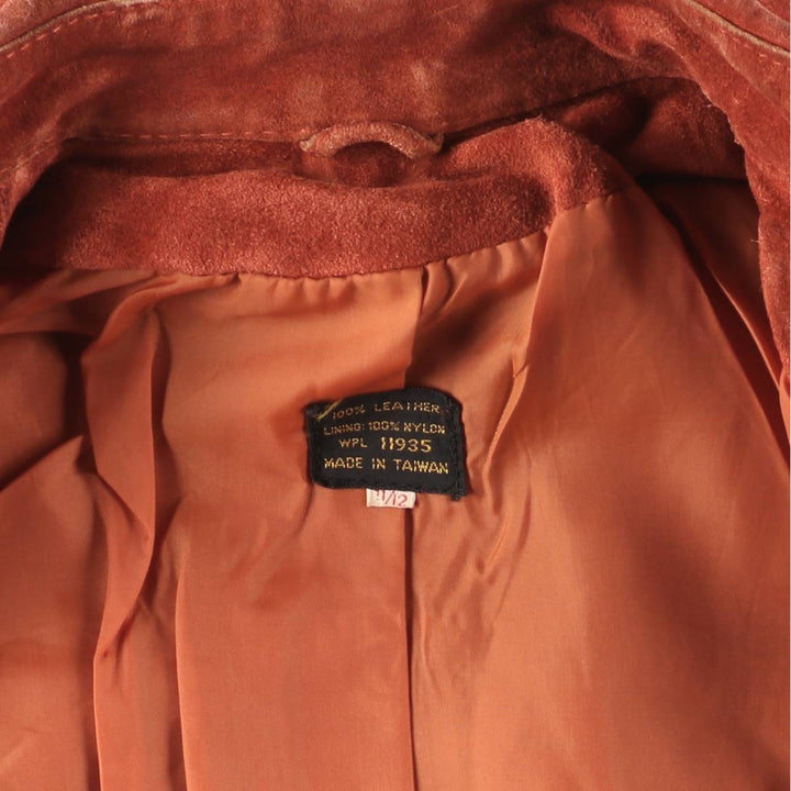 Suede leather jacket, women's size S Genuine suede leather orange type Vintage Second Hand