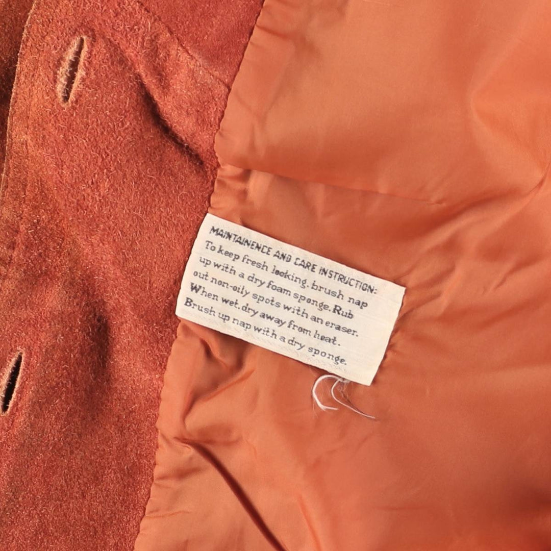 Suede leather jacket, women's size S Genuine suede leather orange type Vintage Second Hand