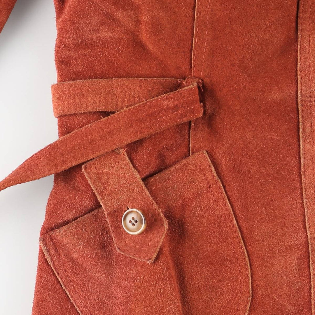 Suede leather jacket, women's size S Genuine suede leather orange type Vintage Second Hand