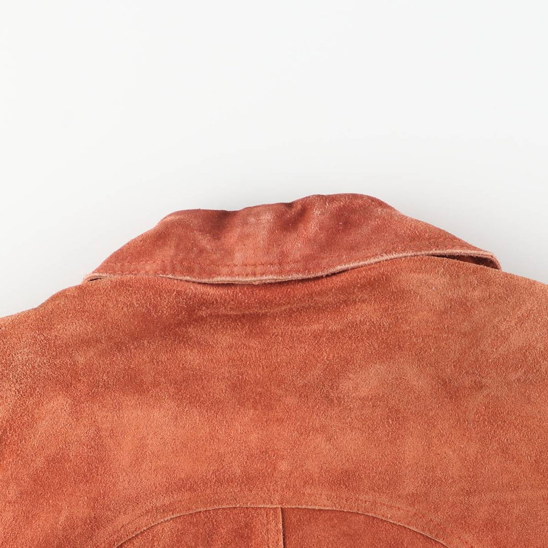 Suede leather jacket, women's size S Genuine suede leather orange type Vintage Second Hand