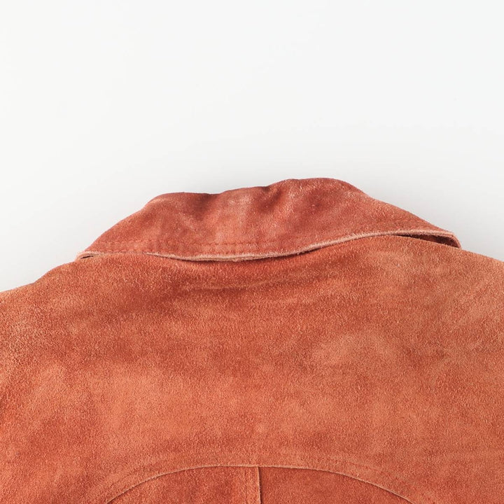 Suede leather jacket, women's size S Genuine suede leather orange type Vintage Second Hand