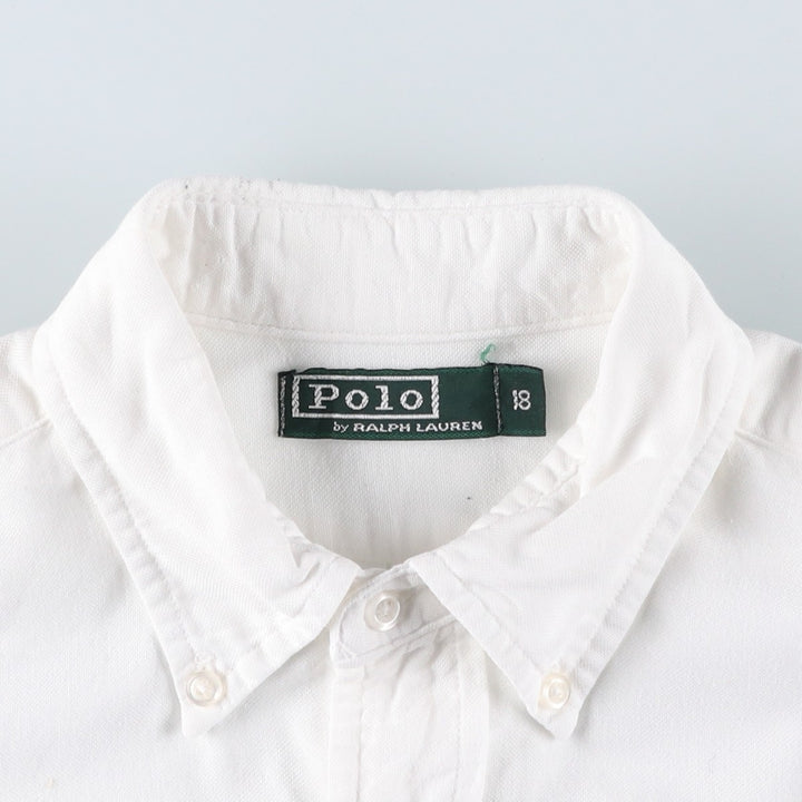 Vintage 1980'S Ralph Lauren POLO by Ralph Lauren long-sleeved button-down shirt, size M, women's cotton white type Vintage Second Hand