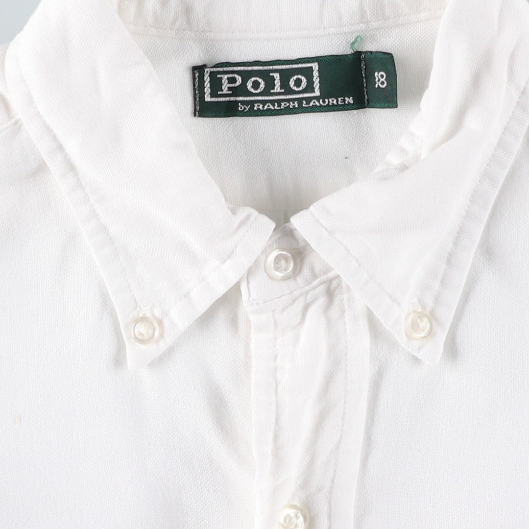 Vintage 1980'S Ralph Lauren POLO by Ralph Lauren long-sleeved button-down shirt, size M, women's cotton white type Vintage Second Hand