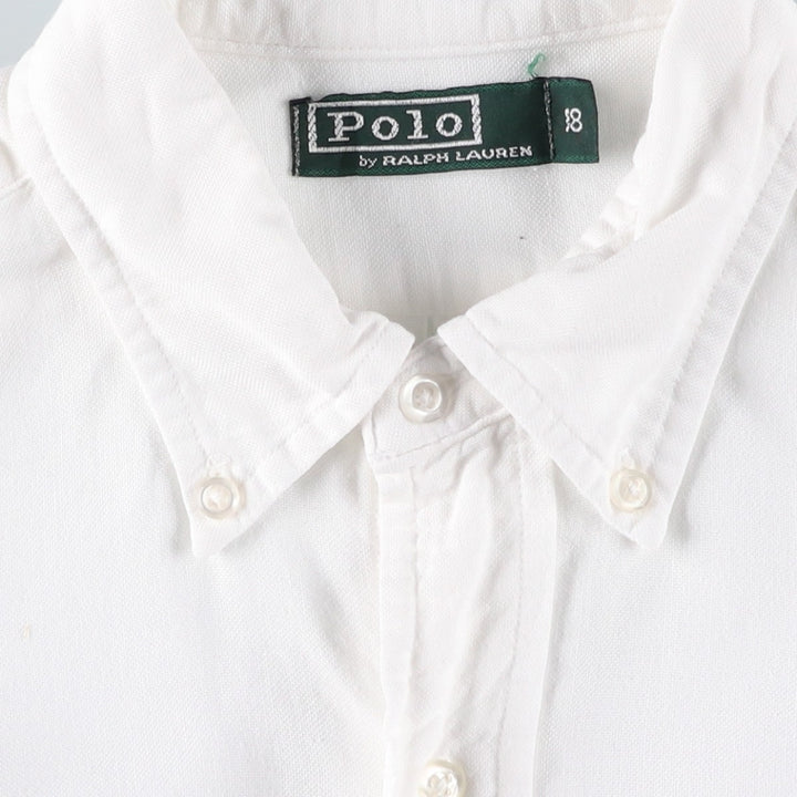 Vintage 1980'S Ralph Lauren POLO by Ralph Lauren long-sleeved button-down shirt, size M, women's cotton white type Vintage Second Hand