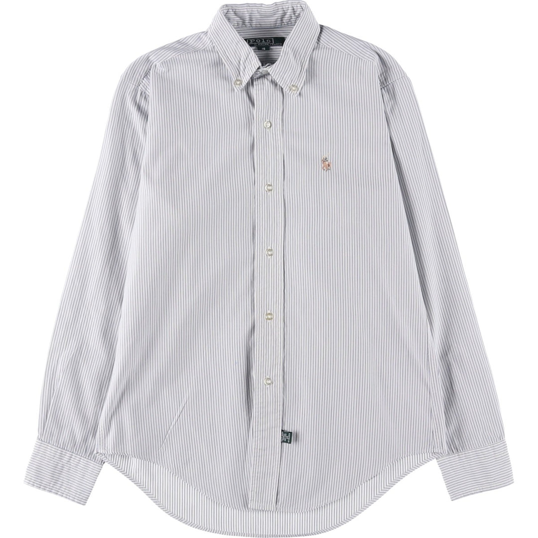 Vintage 1980'S Polo by Ralph Lauren long-sleeved button-down striped shirt, size M, women's cotton white type Vintage Second Hand