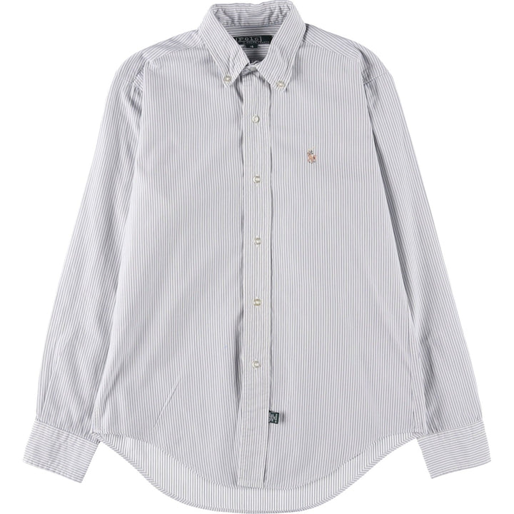Vintage 1980'S Polo by Ralph Lauren long-sleeved button-down striped shirt, size M, women's cotton white type Vintage Second Hand