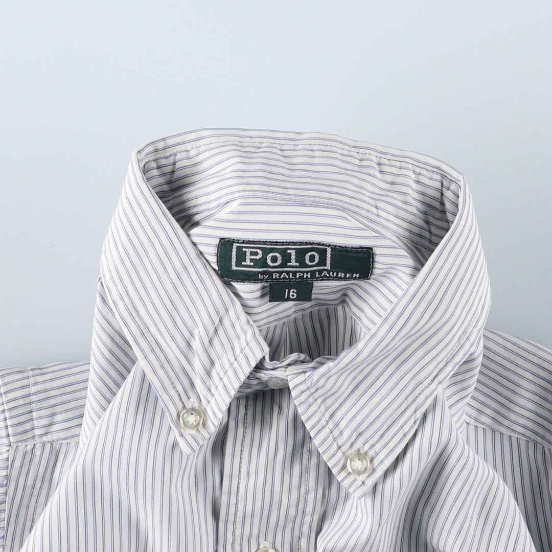 Vintage 1980'S Polo by Ralph Lauren long-sleeved button-down striped shirt, size M, women's cotton white type Vintage Second Hand