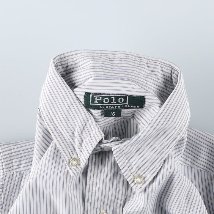 Vintage 1980'S Polo by Ralph Lauren long-sleeved button-down striped shirt, size M, women's cotton white type Vintage Second Hand