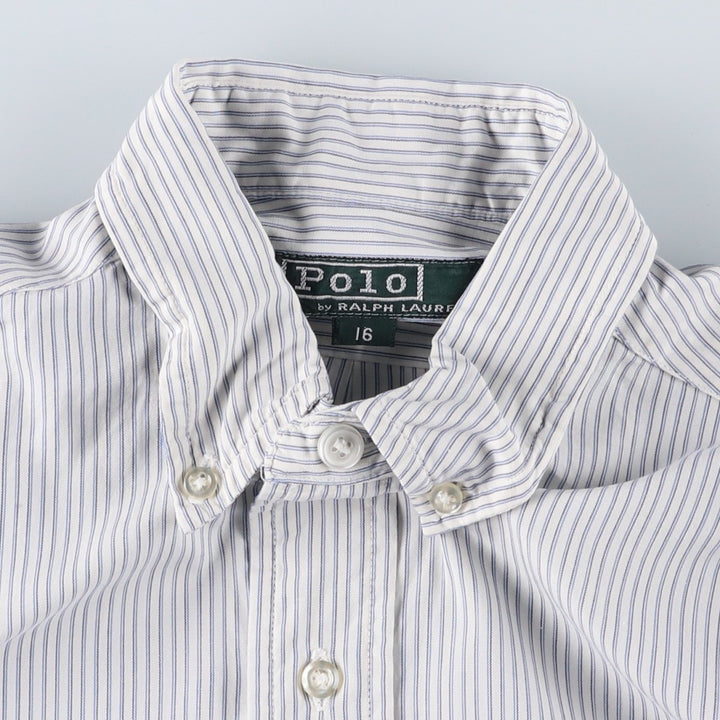 Vintage 1980'S Polo by Ralph Lauren long-sleeved button-down striped shirt, size M, women's cotton white type Vintage Second Hand