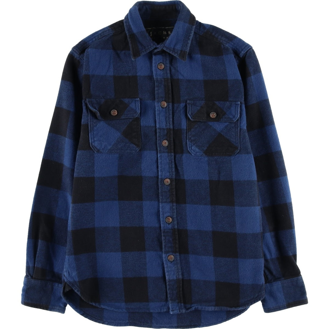 JACHS Buffalo Check Long Sleeve Flannel Check Shirt, Men's Size Small cotton blue type Vintage Second Hand