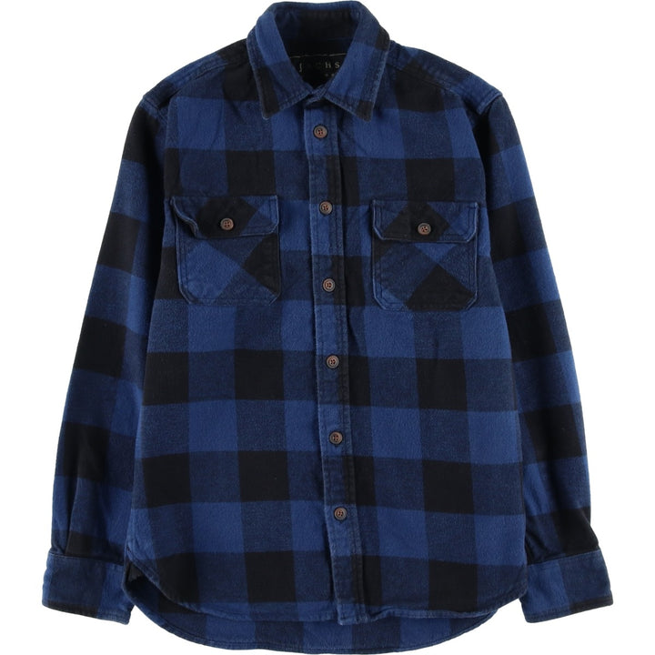 JACHS Buffalo Check Long Sleeve Flannel Check Shirt, Men's Size Small cotton blue type Vintage Second Hand