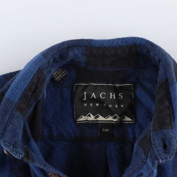 JACHS Buffalo Check Long Sleeve Flannel Check Shirt, Men's Size Small cotton blue type Vintage Second Hand