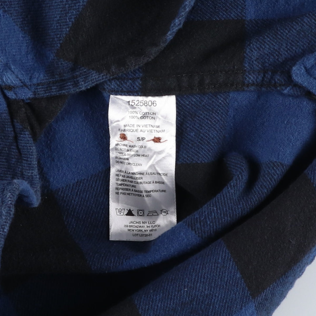 JACHS Buffalo Check Long Sleeve Flannel Check Shirt, Men's Size Small cotton blue type Vintage Second Hand