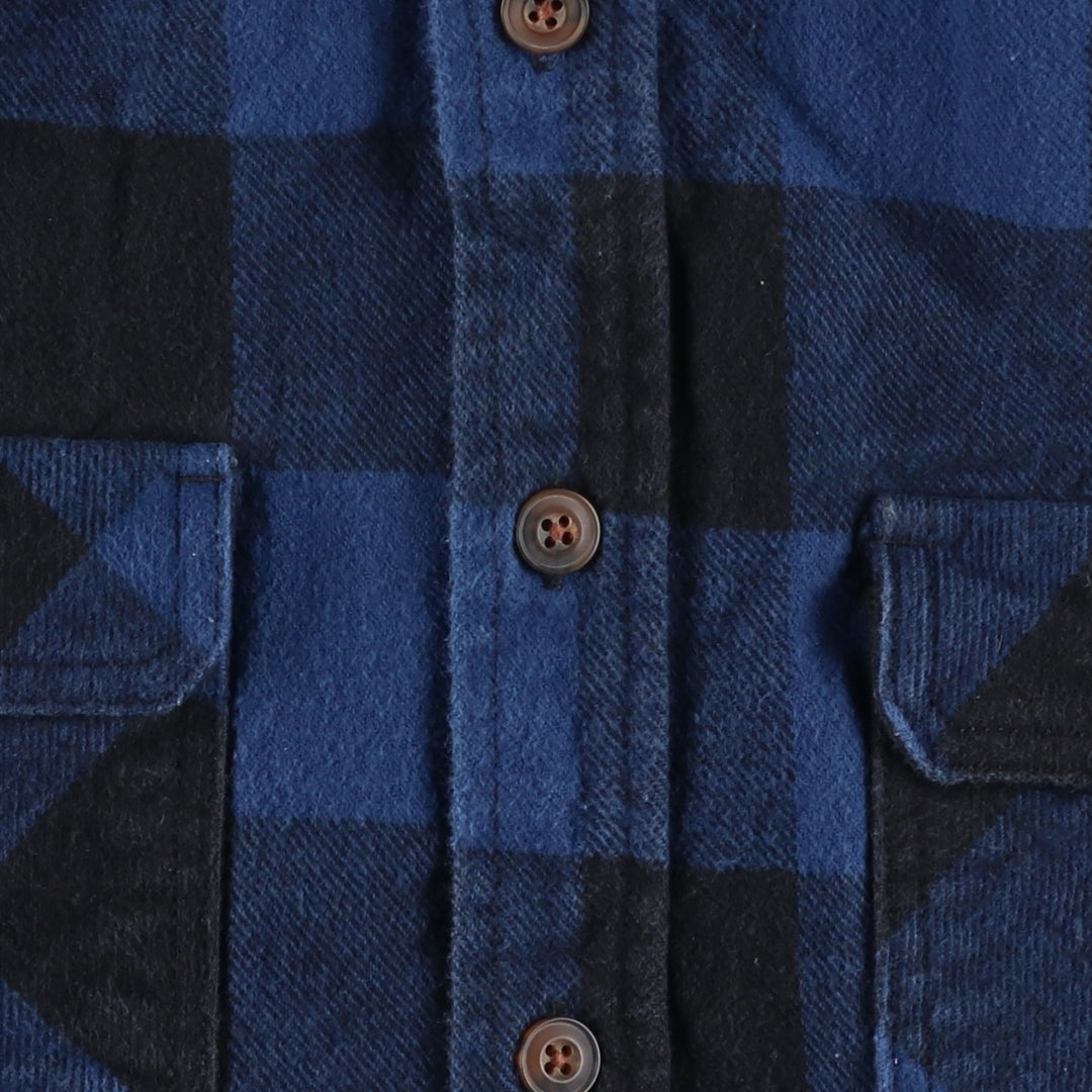 JACHS Buffalo Check Long Sleeve Flannel Check Shirt, Men's Size Small cotton blue type Vintage Second Hand
