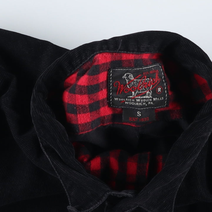 WOOLRICH Long Sleeve Corduroy Shirt, Men's Size Small unclear black type Vintage Second Hand