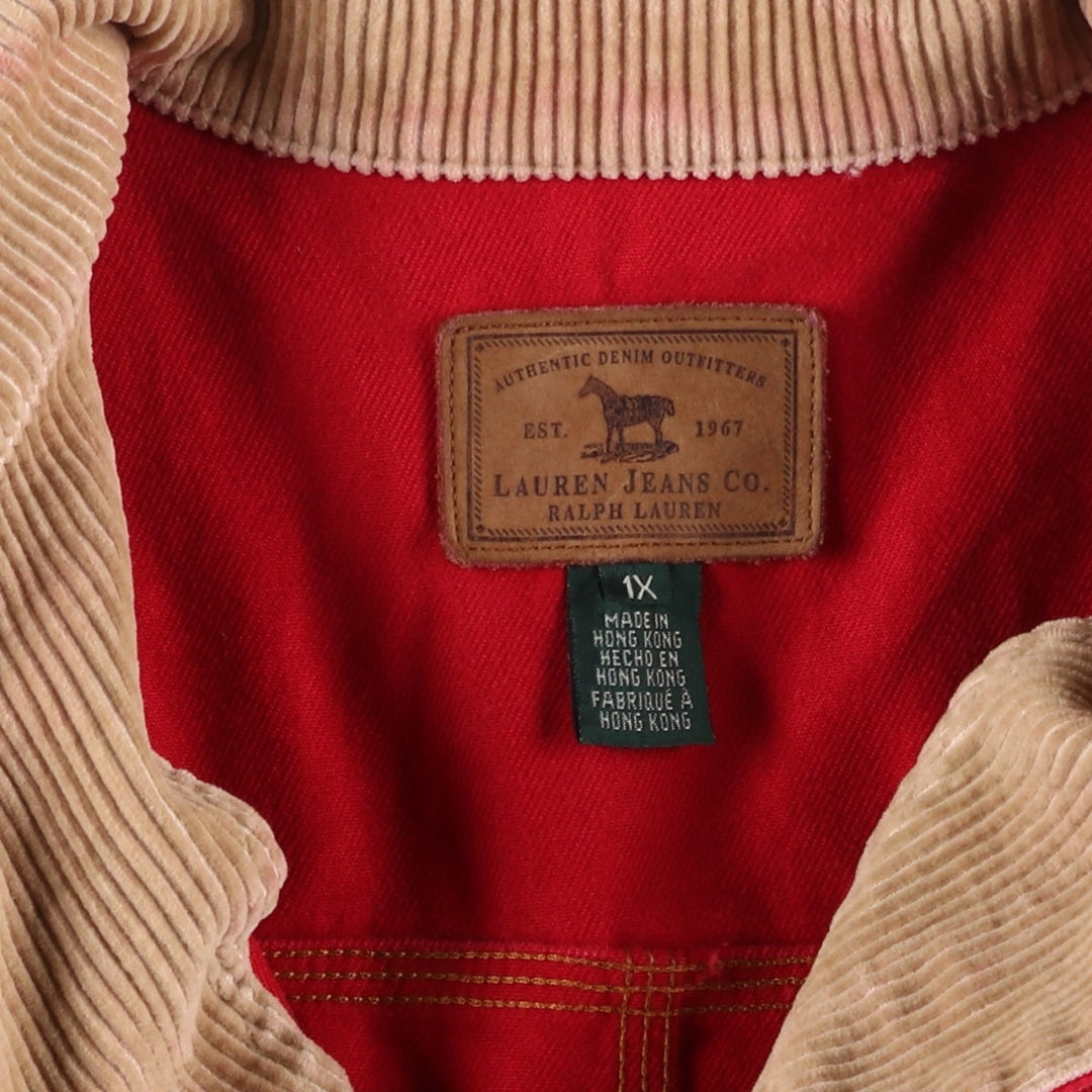 Ralph Lauren Jeans Co. denim coverall, women's size XL cotton red type Vintage Second Hand
