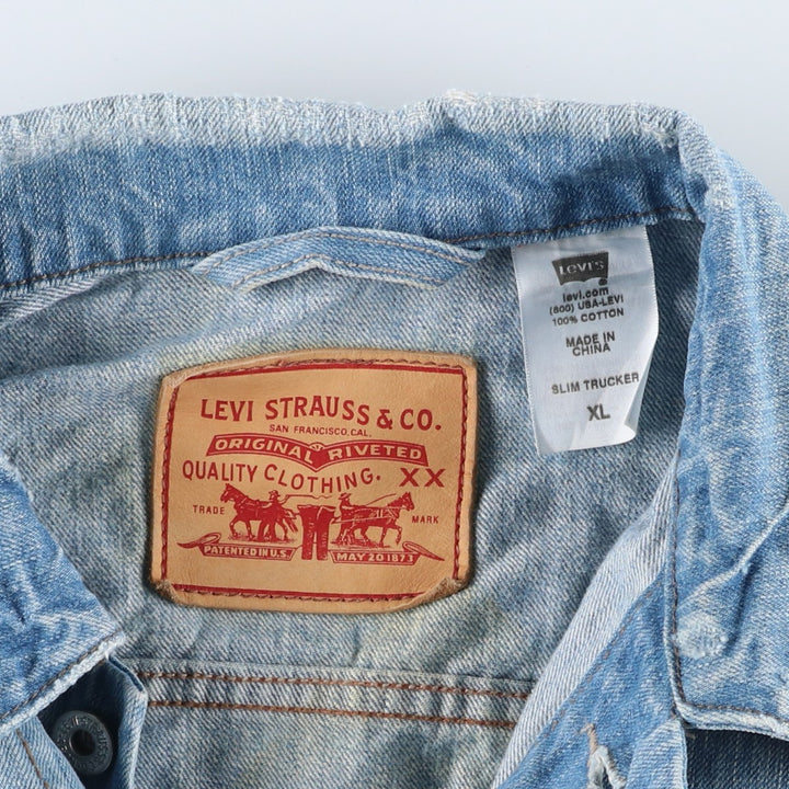 2000'S Levi's Slim Trucker Denim Jacket, Men's Size XL cotton blue type Vintage Second Hand