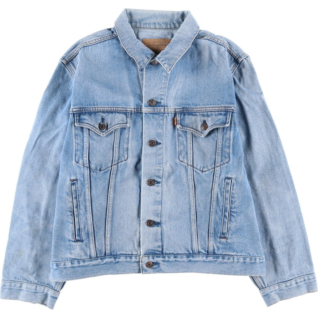 Vintage 1990'S Levi's 75515-0212 Orange Tab Denim Jacket, Men's Size L cotton blue type Vintage Second Hand