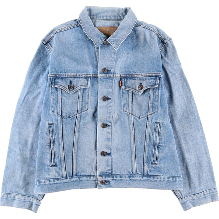 Vintage 1990'S Levi's 75515-0212 Orange Tab Denim Jacket, Men's Size L cotton blue type Vintage Second Hand